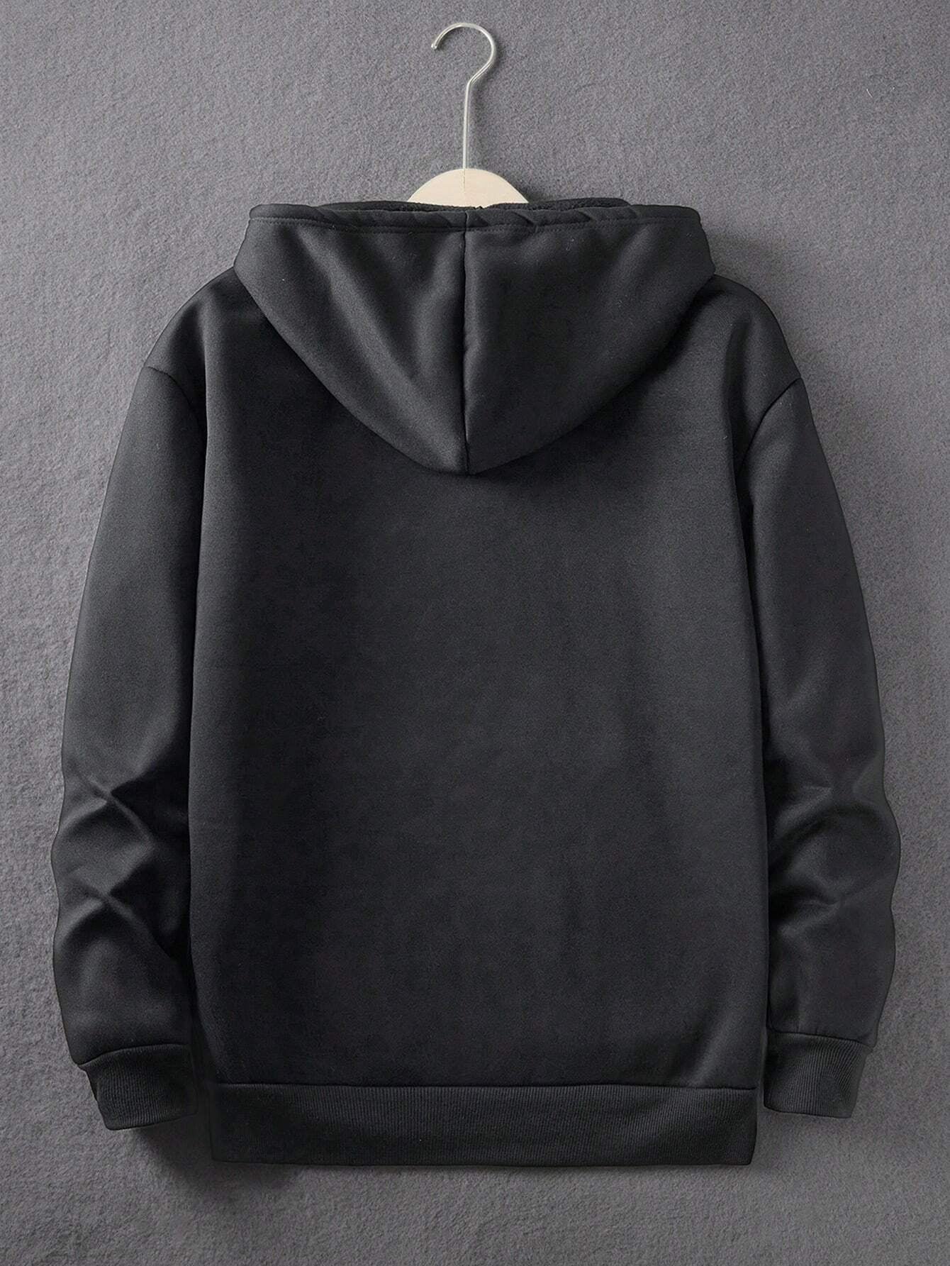 Manfinity Dauomo Men'S Character Letter Print Drawstring Hooded Sweatshirt