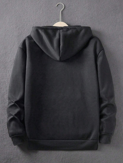 Manfinity Dauomo Men'S Character Letter Print Drawstring Hooded Sweatshirt