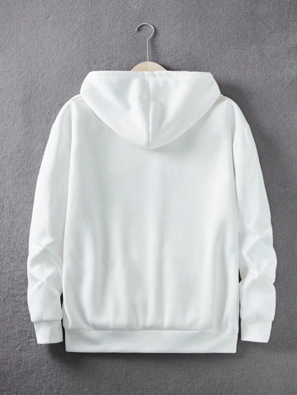 Manfinity Dauomo Men'S Character Letter Print Drawstring Hooded Sweatshirt
